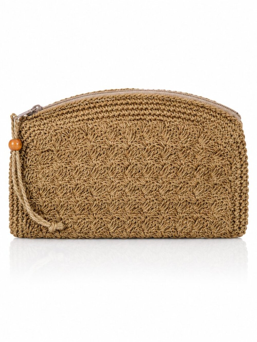 Japanese Tan Raffia Woven Jute Clutch Handbag Vintage 60s